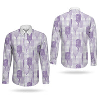 Aloha Hawaii Vintage Kahili Pa'a Lima Couples Matching Tank Maxi Dress and Long Sleeve Button Shirt Palaka Print Pastel Lavender