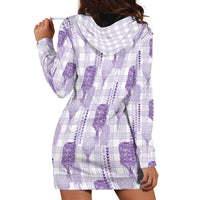 Aloha Hawaii Vintage Kahili Pa'a Lima Hoodie Dress Palaka Print Pastel Lavender