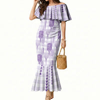 Aloha Hawaii Vintage Kahili Pa'a Lima Mermaid Dress Palaka Print Pastel Lavender LT7 Women Lavender - Polynesian Pride