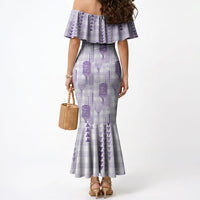 Aloha Hawaii Vintage Kahili Pa'a Lima Mermaid Dress Palaka Print Pastel Lavender LT7 - Polynesian Pride