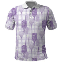 Aloha Hawaii Vintage Kahili Pa'a Lima Polo Shirt Palaka Print Pastel Lavender