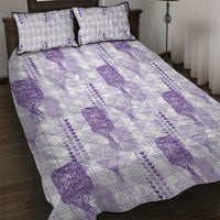 Aloha Hawaii Vintage Kahili Pa'a Lima Quilt Bed Set Palaka Print Pastel Lavender