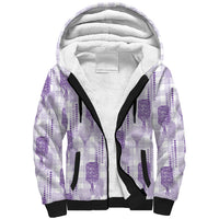 Aloha Hawaii Vintage Kahili Pa'a Lima Sherpa Hoodie Palaka Print Pastel Lavender