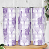 Aloha Hawaii Vintage Kahili Pa'a Lima Skinny Tumbler Palaka Print Pastel Lavender