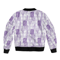 Aloha Hawaii Vintage Kahili Pa'a Lima Sleeve Zip Bomber Jacket Palaka Print Pastel Lavender