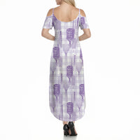 Aloha Hawaii Vintage Kahili Pa'a Lima Summer Maxi Dress Palaka Print Pastel Lavender
