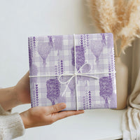 Aloha Hawaii Vintage Kahili Pa'a Lima Wrapping Paper Palaka Print Pastel Lavender