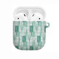 Aloha Hawaii Vintage Kahili Pa'a Lima AirPods Case Palaka Print Mossy Teal