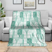 Aloha Hawaii Vintage Kahili Pa'a Lima Blanket Palaka Print Mossy Teal