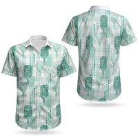Aloha Hawaii Vintage Kahili Pa'a Lima Couples Matching Short Sleeve Bodycon Dress and Hawaiian Shirt Palaka Print Mossy Teal LT7 - Polynesian Pride