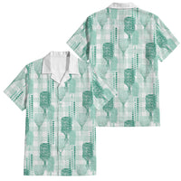 Aloha Hawaii Vintage Kahili Pa'a Lima Family Matching Off The Shoulder Long Sleeve Dress and Hawaiian Shirt Palaka Print Mossy Teal LT7 Dad's Shirt - Short Sleeve Mossy Teal - Polynesian Pride