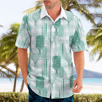 Aloha Hawaii Vintage Kahili Pa'a Lima Hawaiian Shirt Palaka Print Mossy Teal