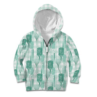 Aloha Hawaii Vintage Kahili Pa'a Lima Kid Hoodie Palaka Print Mossy Teal