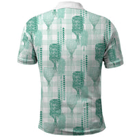 Aloha Hawaii Vintage Kahili Pa'a Lima Polo Shirt Palaka Print Mossy Teal