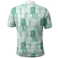 Aloha Hawaii Vintage Kahili Pa'a Lima Polo Shirt Palaka Print Mossy Teal LT7 - Polynesian Pride