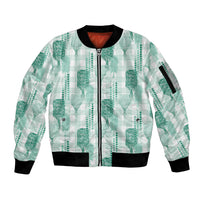 Aloha Hawaii Vintage Kahili Pa'a Lima Sleeve Zip Bomber Jacket Palaka Print Mossy Teal