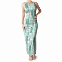 Aloha Hawaii Vintage Kahili Pa'a Lima Tank Maxi Dress Palaka Print Mossy Teal LT7 Women Mossy Teal - Polynesian Pride