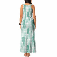 Aloha Hawaii Vintage Kahili Pa'a Lima Tank Maxi Dress Palaka Print Mossy Teal LT7 - Polynesian Pride