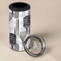 Aloha Hawaii Vintage Kahili Pa'a Lima 4 in 1 Can Cooler Tumbler Palaka Print Hinahina