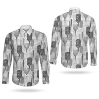 Aloha Hawaii Vintage Kahili Pa'a Lima Couples Matching Long Sleeve Bodycon Dress and Long Sleeve Button Shirt Palaka Print Hinahina