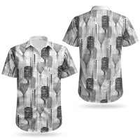 Aloha Hawaii Vintage Kahili Pa'a Lima Couples Matching Short Sleeve Bodycon Dress and Hawaiian Shirt Palaka Print Hinahina LT7 - Polynesian Pride