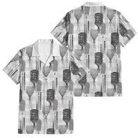Aloha Hawaii Vintage Kahili Pa'a Lima Family Matching Puletasi and Hawaiian Shirt Palaka Print Hinahina
