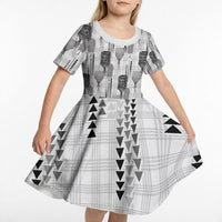 Aloha Hawaii Vintage Kahili Pa'a Lima Kid Short Sleeve Dress Palaka Print Hinahina LT7 - Polynesian Pride