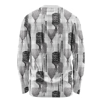 Aloha Hawaii Vintage Kahili Pa'a Lima Long Sleeve Shirt Palaka Print Hinahina