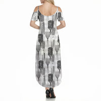 Aloha Hawaii Vintage Kahili Pa'a Lima Summer Maxi Dress Palaka Print Hinahina LT7 - Polynesian Pride