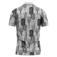 Aloha Hawaii Vintage Kahili Pa'a Lima Zipper Polo Shirt Palaka Print Hinahina LT7 - Polynesian Pride