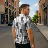 Aloha Hawaii Vintage Kahili Pa'a Lima Zipper Polo Shirt Palaka Print Hinahina LT7 - Polynesian Pride