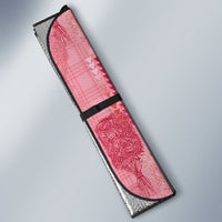 Aloha Hawaii Vintage Kahili Pa'a Lima Auto Sun Shade Palaka Print Berry Pink