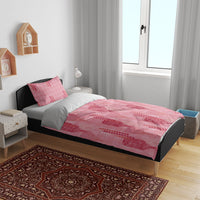 Aloha Hawaii Vintage Kahili Pa'a Lima Bedding Set Palaka Print Berry Pink