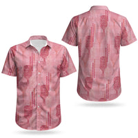 Aloha Hawaii Vintage Kahili Pa'a Lima Couples Matching Short Sleeve Bodycon Dress and Hawaiian Shirt Palaka Print Berry Pink LT7 - Polynesian Pride