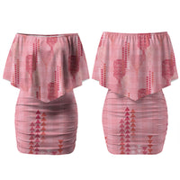 Aloha Hawaii Vintage Kahili Pa'a Lima Family Matching Off Shoulder Short Dress and Hawaiian Shirt Palaka Print Berry Pink