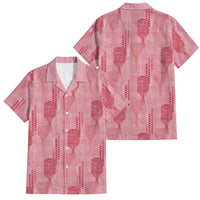 Aloha Hawaii Vintage Kahili Pa'a Lima Family Matching Off Shoulder Short Dress and Hawaiian Shirt Palaka Print Berry Pink