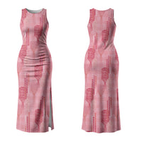 Aloha Hawaii Vintage Kahili Pa'a Lima Family Matching Tank Maxi Dress and Hawaiian Shirt Palaka Print Berry Pink