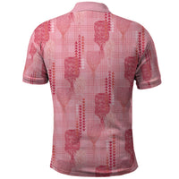 Aloha Hawaii Vintage Kahili Pa'a Lima Polo Shirt Palaka Print Berry Pink