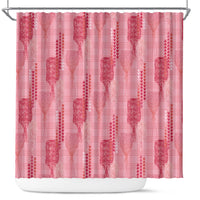 Aloha Hawaii Vintage Kahili Pa'a Lima Shower Curtain Palaka Print Berry Pink