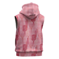 Aloha Hawaii Vintage Kahili Pa'a Lima Sleeveless Hoodie Palaka Print Berry Pink