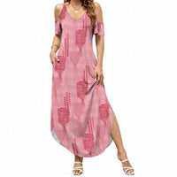 Aloha Hawaii Vintage Kahili Pa'a Lima Summer Maxi Dress Palaka Print Berry Pink LT7 Women Pink - Polynesian Pride