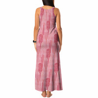 Aloha Hawaii Vintage Kahili Pa'a Lima Tank Maxi Dress Palaka Print Berry Pink LT7 - Polynesian Pride