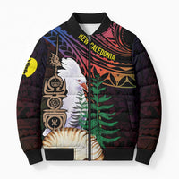 New Caledonia Kanaky Personalized Bomber Puffer Jacket Kagu Bird Emblem - Polynesian Pride