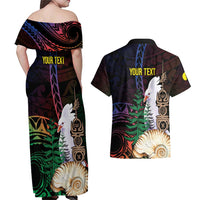New Caledonia Kanaky Personalized Couples Matching Off Shoulder Maxi Dress and Hawaiian Shirt Kagu Bird Emblem - Polynesian Pride