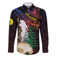 New Caledonia Kanaky Personalized Family Matching Long Sleeve Bodycon Dress and Hawaiian Shirt Kagu Bird Emblem - Polynesian Pride