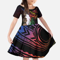 New Caledonia Kanaky Personalized Family Matching Off Shoulder Maxi Dress and Hawaiian Shirt Kagu Bird Emblem - Polynesian Pride