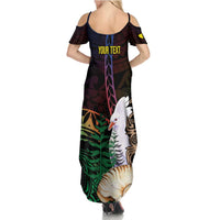New Caledonia Kanaky Personalized Family Matching Summer Maxi Dress and Hawaiian Shirt Kagu Bird Emblem - Polynesian Pride