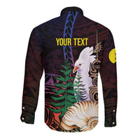 New Caledonia Kanaky Personalized Long Sleeve Button Shirt Kagu Bird Emblem - Polynesian Pride