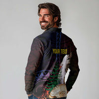 New Caledonia Kanaky Personalized Long Sleeve Polo Shirt Kagu Bird Emblem - Polynesian Pride