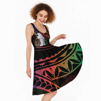 New Caledonia Kanaky Personalized Midi Dress Kagu Bird Emblem - Polynesian Pride